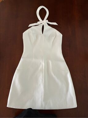 MESHKI FREYA Halter Bow Mini Dress Ivory Size XXS ~ New w/Tags